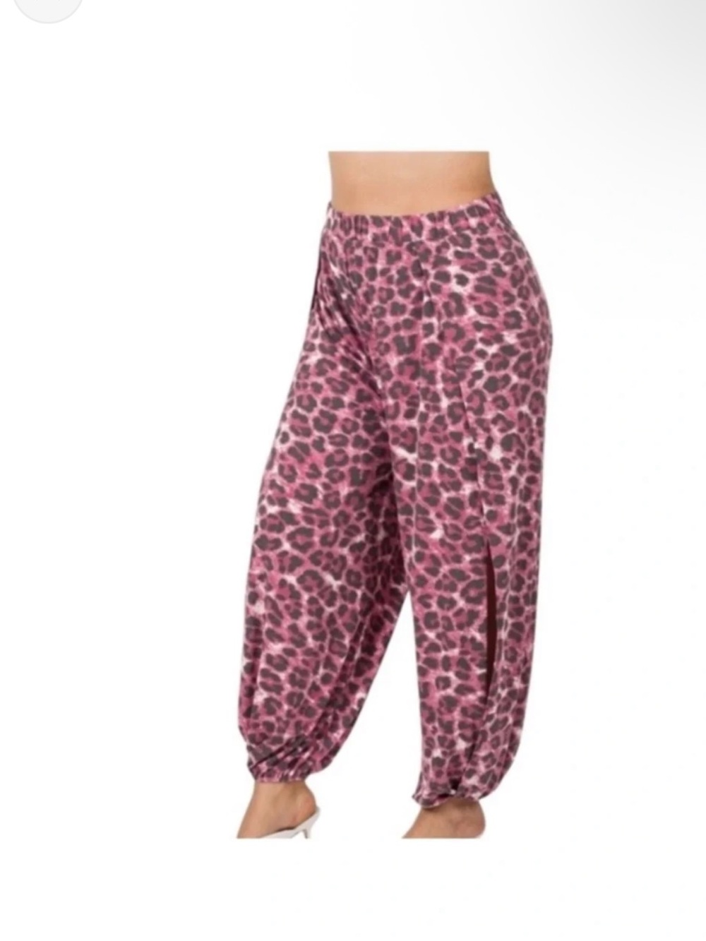 Zenana Pink Leopard Print Harem Pants